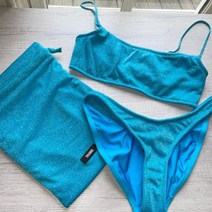 Blue Sparkle Triangl Bikini Set